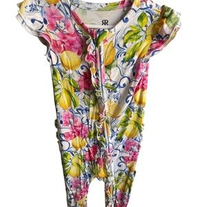 9/12 Months Bums and Roses Floral Lemon Romper
